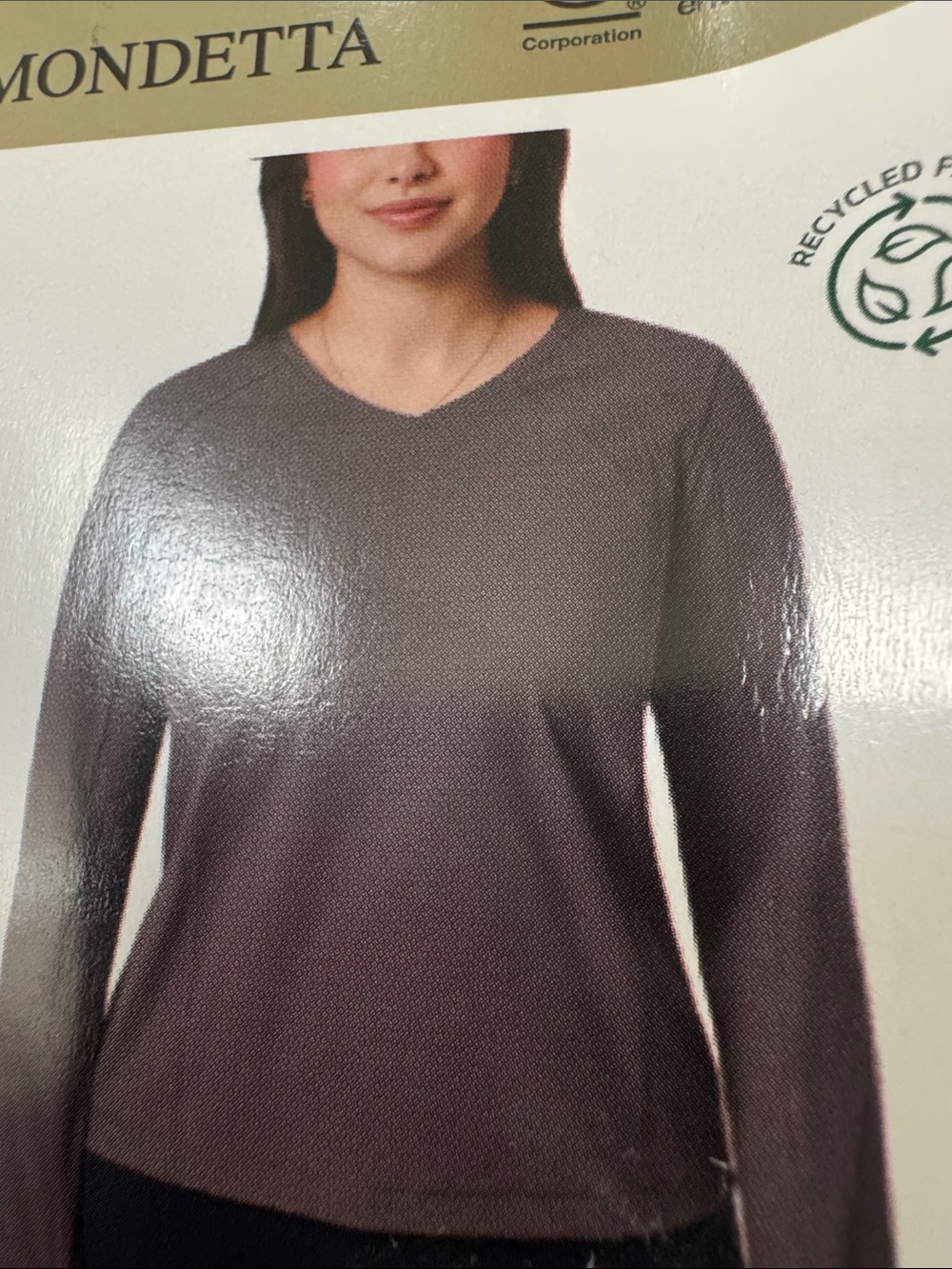 Mondetta Women's V-Neck Long Sleeve Sweater - Mauve Plum
